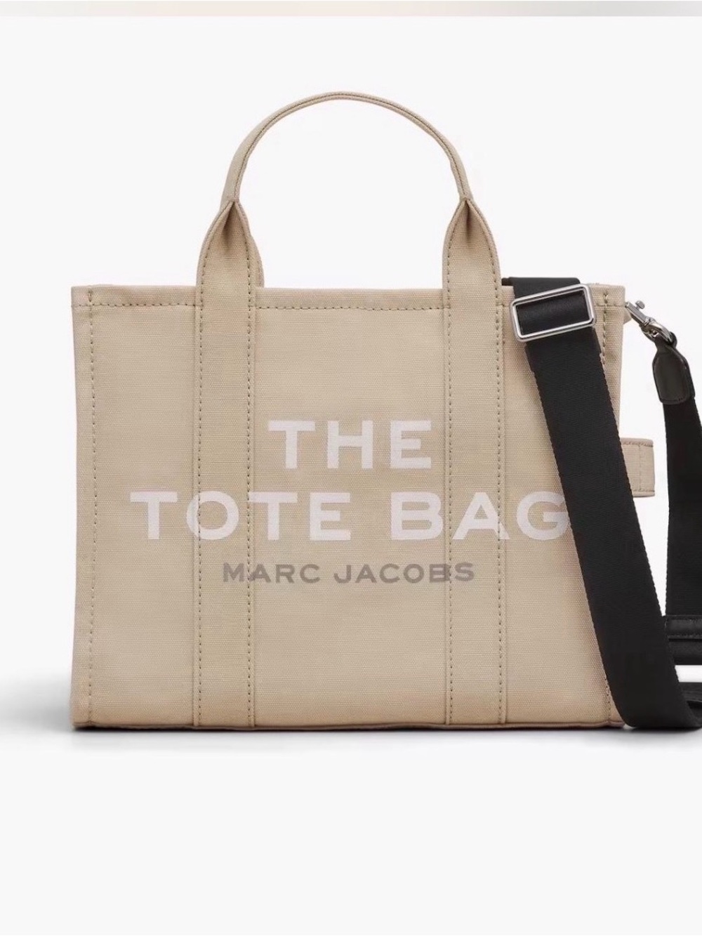 Marc Jacobs Canvas Tote Bag in Beige with Black Strap